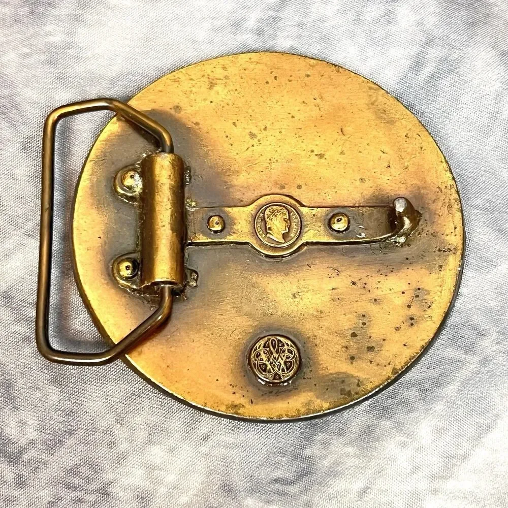 Vintage Indiana Scout Brass Belt Buckle State Seal Copper Tone Western 3 Inch